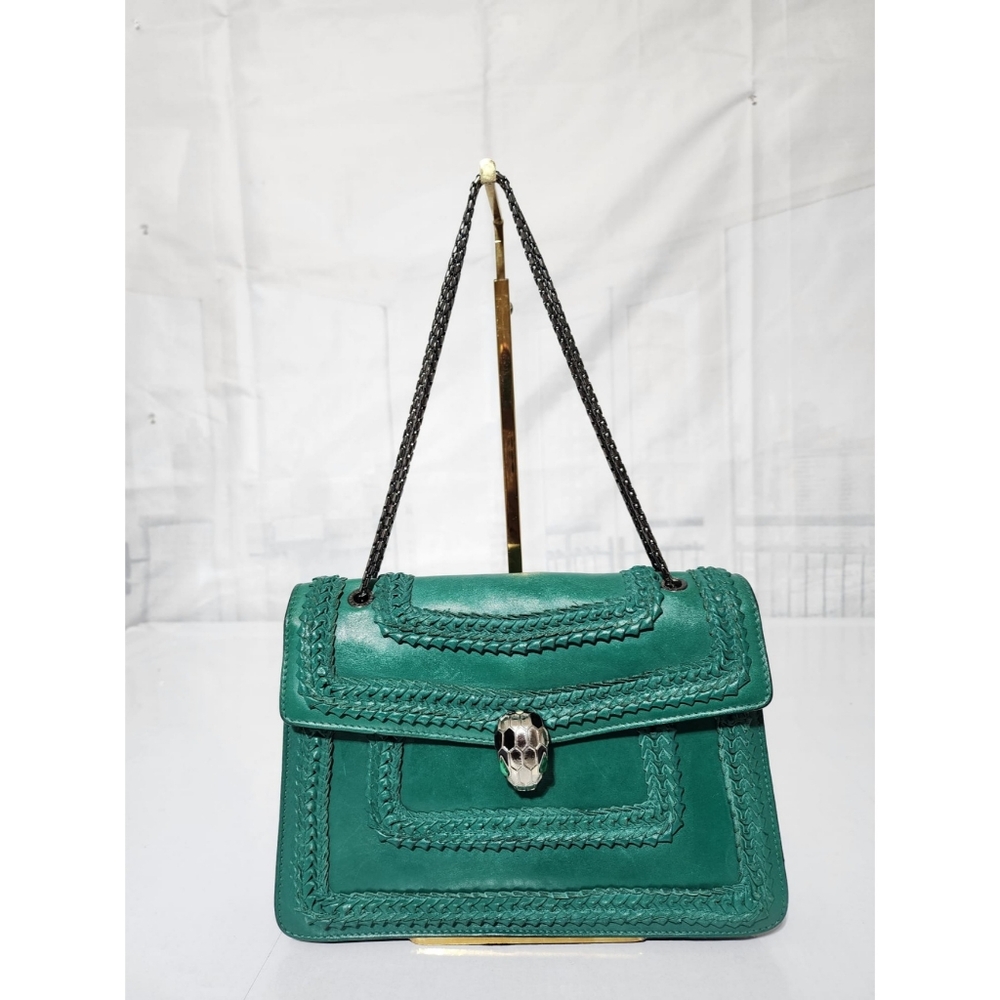BVLGARI Plissé Serpenti Forever Flap Bag Green